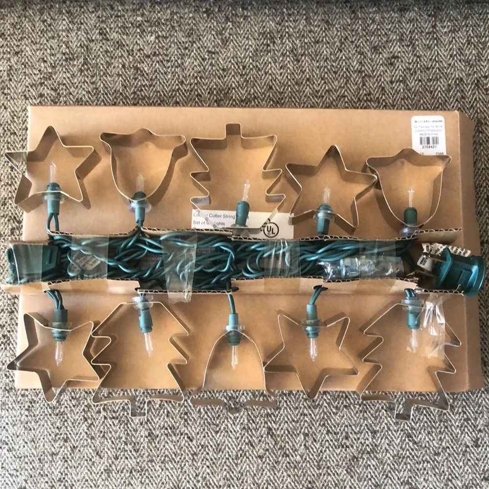 NEW HTF Williams Sonoma Cookie Cutter Garland Christmas Tree Lights